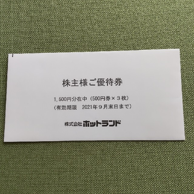 ホットランド　株主優待券　１５００円分　 チケットの優待券/割引券(フード/ドリンク券)の商品写真