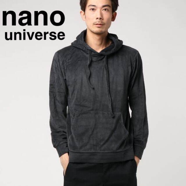 NANO・UNIVERSE ブラック スモーキーベロアフーディー S