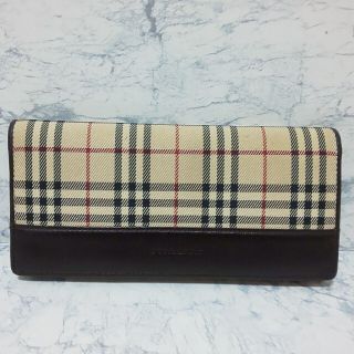 バーバリー(BURBERRY)の【美品】BURBERRY バーバリー 二つ折り長財布 ノバチェック 縦チェック(財布)