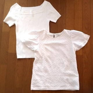ジーユー(GU)の半袖トップス 2枚セット 白 ホワイト(カットソー(半袖/袖なし))