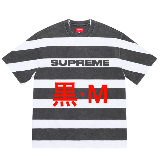 Supreme - 【黒M】supreme Printed Stripe S/S Top BLACKの通販 by 