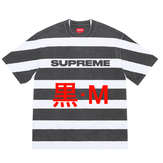 シュプリーム(Supreme)の【黒M】supreme Printed Stripe S/S Top BLACK(Tシャツ/カットソー(半袖/袖なし))