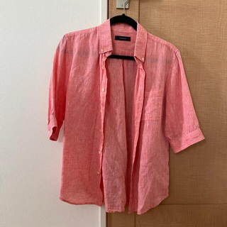 レイジブルー(RAGEBLUE)のレイジブルー　ピンク　リネンシャツ　五分袖(シャツ)