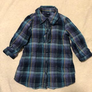 ユニクロ(UNIQLO)のgap baby ★チェック チュニック 七分袖 女の子 カットソー ワンピース(ワンピース)