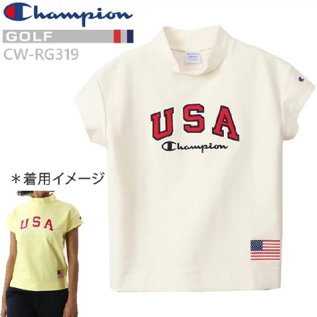 Champion(チャンピオン)の新品 L Champion golf mock neck shirt USA 白 スポーツ/アウトドアのゴルフ(ウエア)の商品写真