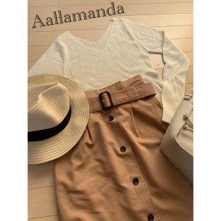 アラマンダ(allamanda)のAallamanda アラマンダ  ベージュ　トレンチスカート(ひざ丈スカート)