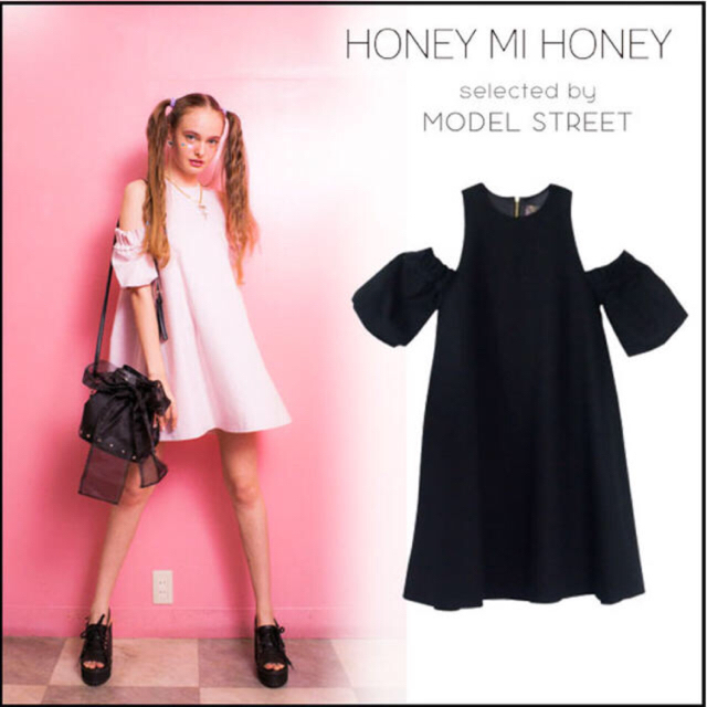 Honey mi Honey(ハニーミーハニー)のハニーミーハニー♡肩出しワンピ レディースのワンピース(ミニワンピース)の商品写真