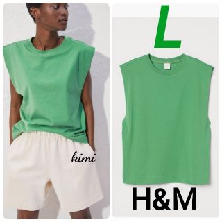 エイチアンドエム(H&M)のH&M　(L　グリーン)　ノースリーブTシャツ(Tシャツ(半袖/袖なし))