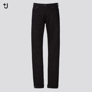 ユニクロ(UNIQLO)のUNIQLO +J セルビッジスリムフィットストレートジーンズ 33 BLACK(デニム/ジーンズ)