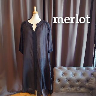 メルロー(merlot)のM2130 新品 merlot ブラック F ワンピース キーネック レース(ロングワンピース/マキシワンピース)