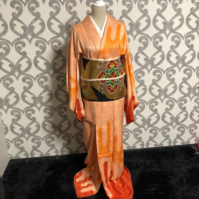 【古着】昭和レトロ☆着物　１つ紋付き　帯セット レディースの水着/浴衣(着物)の商品写真