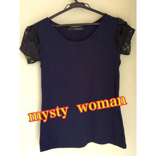 ミスティウーマン(mysty woman)の【mysty woman】可愛い　袖オーガンジーTシャツ(Tシャツ(半袖/袖なし))