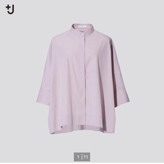 ユニクロ(UNIQLO)のユニクロ+J スーピマコットンドルマンスリーブシャツ(七分袖) Lサイズ(シャツ/ブラウス(長袖/七分))