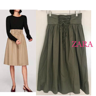 ザラ(ZARA)のZARA♡ レースアップ フレアスカート 編み上げ(ひざ丈スカート)