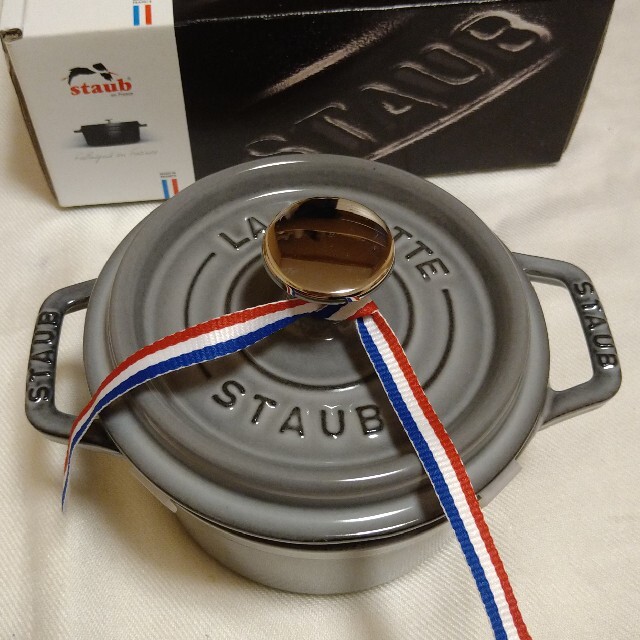 STAUB COCOTTE 14cm グレー ストウブ ココット ラウンドグレーインテリア/住まい/日用品