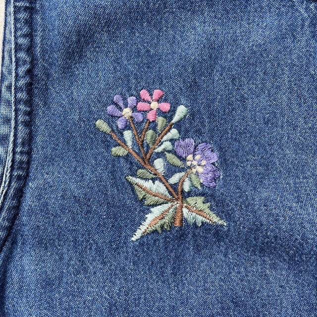 90s  花柄刺繍 デニム ロングワンピース ビンテージ 女子 8