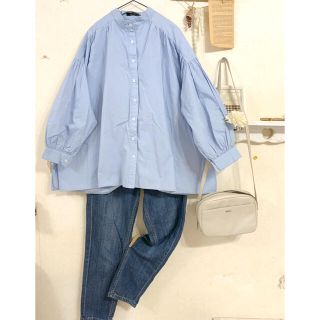 メルロー(merlot)のなな様専用　　☆ メルロー　バンドカラー　ゆったりが可愛いワイドシャツ　☆(シャツ/ブラウス(長袖/七分))