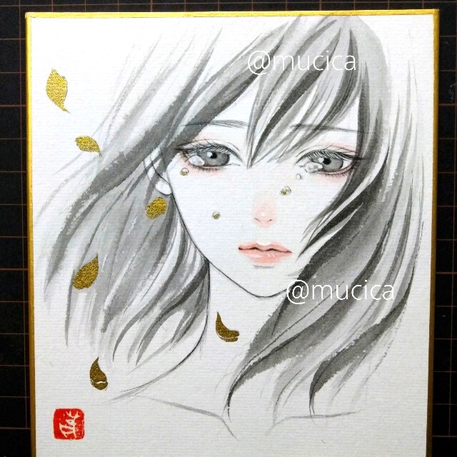絵画 手描きイラスト 墨彩画 水墨画 セクシー 美人画 日本画 絵画 手描きイラスト 墨彩画 水墨画 セクシー 美人画 日本画