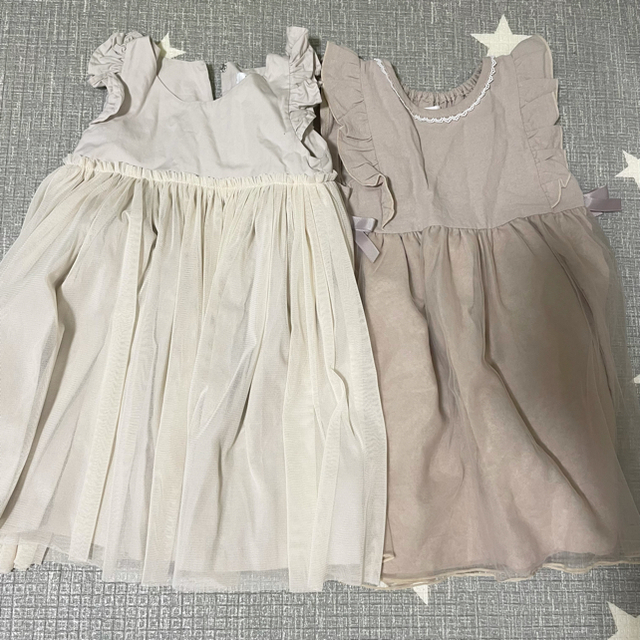 Caramel baby&child (キャラメルベビー&チャイルド)のチュールワンピース　アイボリー　90 キッズ/ベビー/マタニティのキッズ服女の子用(90cm~)(ワンピース)の商品写真