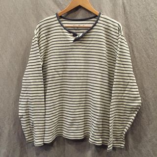 エディーバウアー(Eddie Bauer)のエディバウアー コットン ボーダー ヘンリーネック サーマルカットソー(Tシャツ/カットソー(七分/長袖))