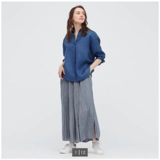 ユニクロ(UNIQLO)のユニクロ　UNIQLO プレミアムリネンスキッパーシャツ(シャツ/ブラウス(長袖/七分))