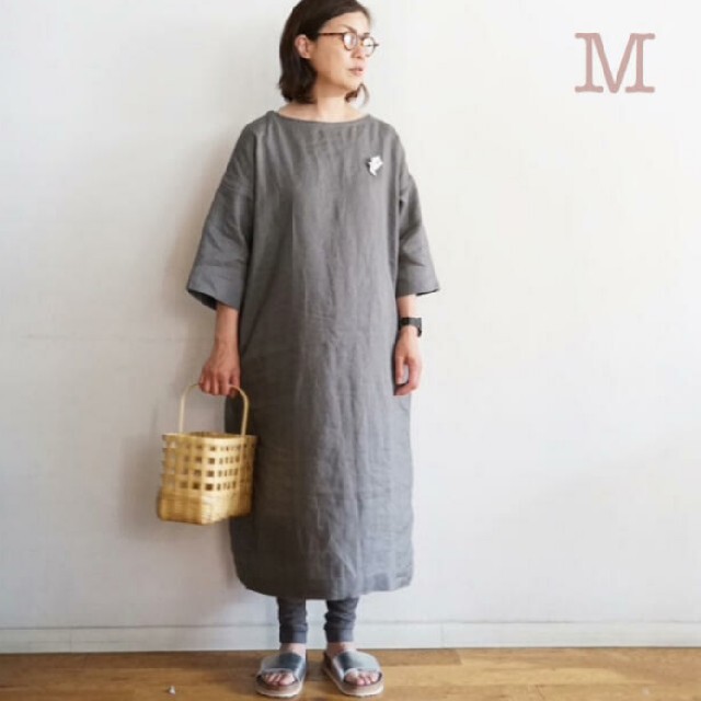 MUJI (無印良品)(ムジルシリョウヒン)の◎新品◎ 無印良品フレンチリネン洗いざらし七分袖ワンピース／カーキベージュ／Ｍ レディースのワンピース(ひざ丈ワンピース)の商品写真