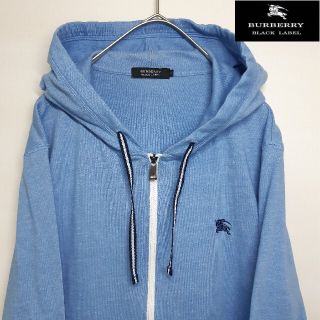 バーバリーブラックレーベル(BURBERRY BLACK LABEL)の【美色】 BURBERRY BLACK LABEL 七分 パーカー 水色 M(パーカー)