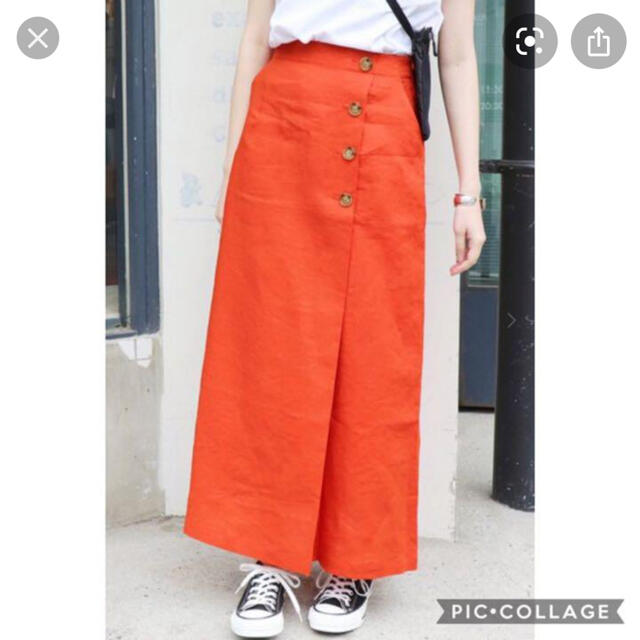 SLOBE IENA(スローブイエナ)のスローブイエナ　リネンロングスカート　オレンジ　サイズ38 レディースのスカート(ロングスカート)の商品写真