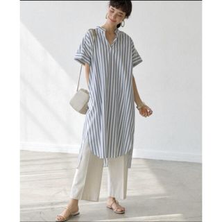 ユナイテッドアローズグリーンレーベルリラクシング(UNITED ARROWS green label relaxing)のCFC ストライプ スキッパー シャツ ワンピース(ロングワンピース/マキシワンピース)