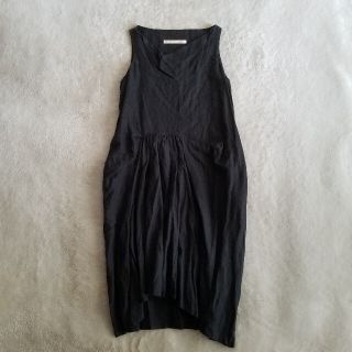 スースースー(Si-Si-Si)の[si-si-si] black linen one-piece(ひざ丈ワンピース)