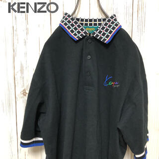ケンゾー(KENZO)の【希少】KENZO GOLF 襟チェック カラフルロゴ刺繍 ポロシャツ(ポロシャツ)