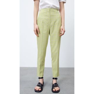 ザラ(ZARA)のzara ハイライズギンガムチェックパンツ(クロップドパンツ)