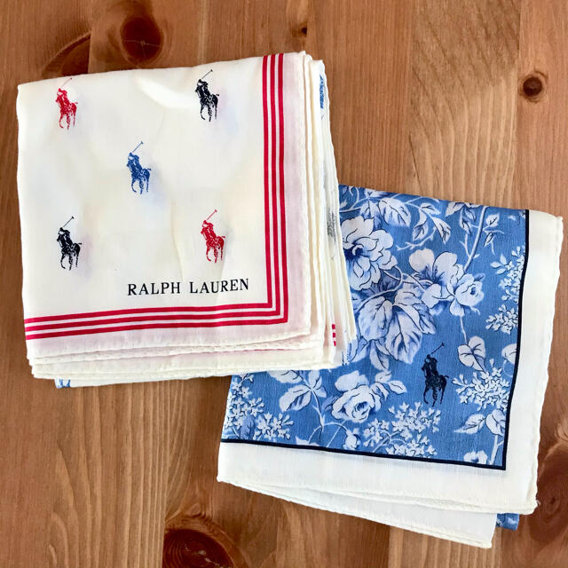 POLO RALPH LAUREN(ポロラルフローレン)のラルフローレン【未使用】ロゴ入りハンカチ2枚セット レディースのファッション小物(ハンカチ)の商品写真