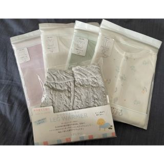 ミキハウス(mikihouse)の新品未開封✨pupo レッグウォーマー、ドレスオール、半袖ロンパース2着、ガーゼ(カバーオール)