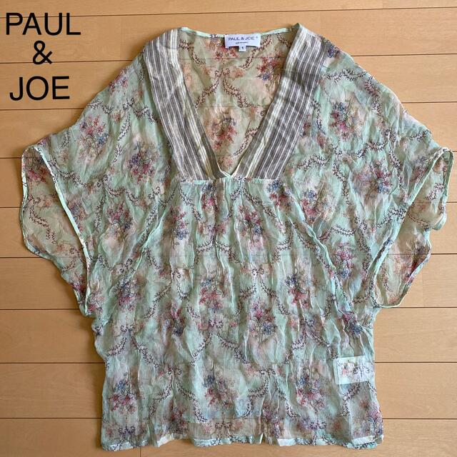 PAUL & JOE(ポールアンドジョー)のPAUL&JOE シフォンブラウス　シルク　花柄　レディース　1 レディースのトップス(シャツ/ブラウス(半袖/袖なし))の商品写真