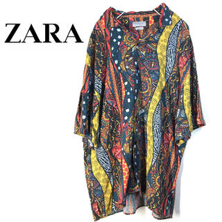 ザラ(ZARA)の【希少】ZARA MAN オープンカラーシャツ ポルトガル製 総柄 古着 SS(シャツ)