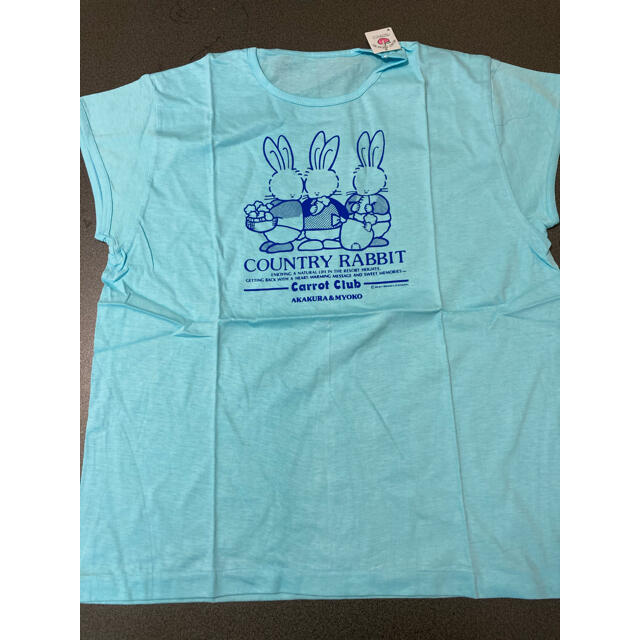 新品未使用　Tシャツ カットソー　青　M うさぎ　可愛い　綿１００　ブルー メンズのトップス(Tシャツ/カットソー(半袖/袖なし))の商品写真