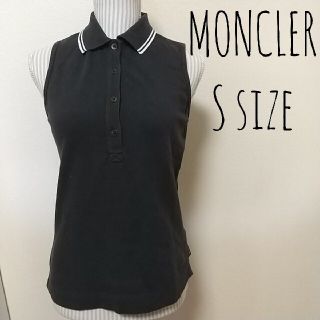 モンクレール(MONCLER)のMONCLER　ノースリーブ　ポロシャツ　黒　レディース　Sサイズ(ポロシャツ)