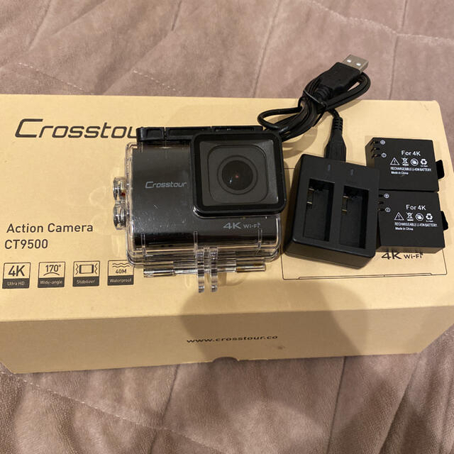 スマホ/家電/カメラCrosstourアクションカメラCT9500 バッテリー２個、バッテリーパック