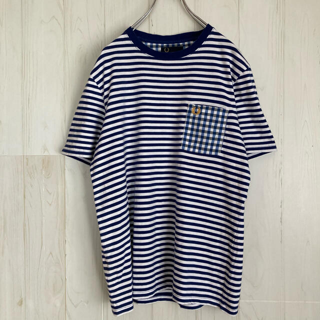 FRED PERRY(フレッドペリー)のフレッドペリー FRED PERRY ボーダー ポケットTシャツ  古着 メンズのトップス(Tシャツ/カットソー(半袖/袖なし))の商品写真