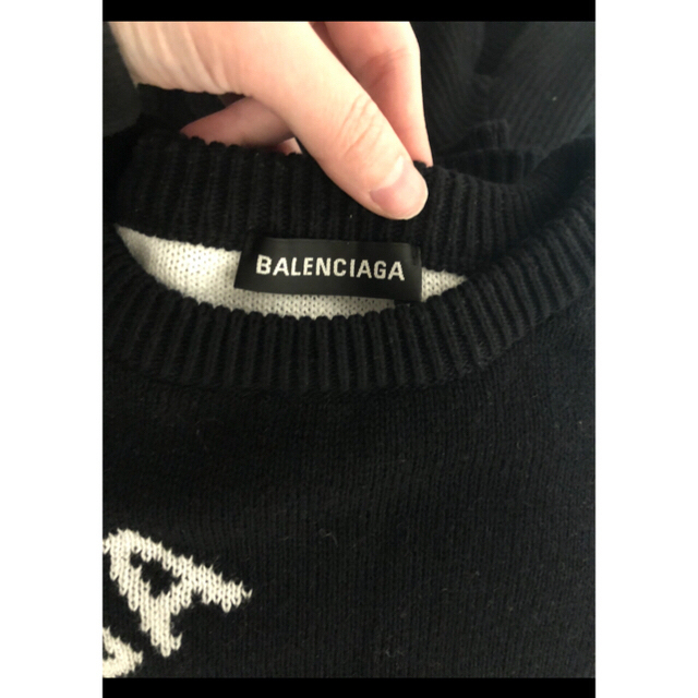 BALENCIAGA バレンシアガ ロゴ総柄クルーニットセーター | www