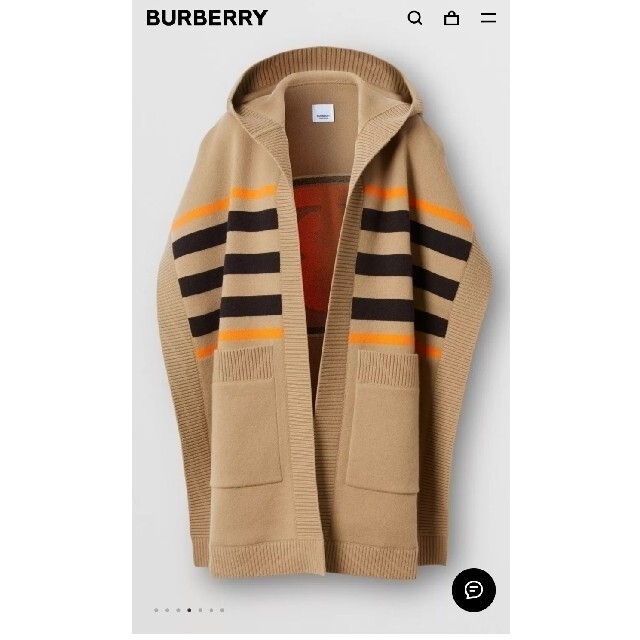 BURBERRY(バーバリー)のBURBERRY　モノグラムモチーフインターシャウールカシミアブレンドケープ レディースのジャケット/アウター(ポンチョ)の商品写真