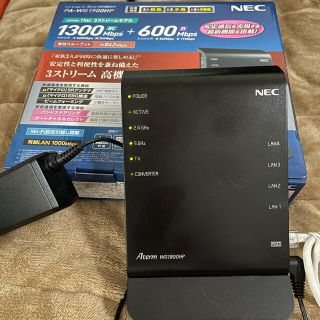 エヌイーシー(NEC)の【完動・美品】手軽にwifiルーター【NEC WG1900HP】(PC周辺機器)