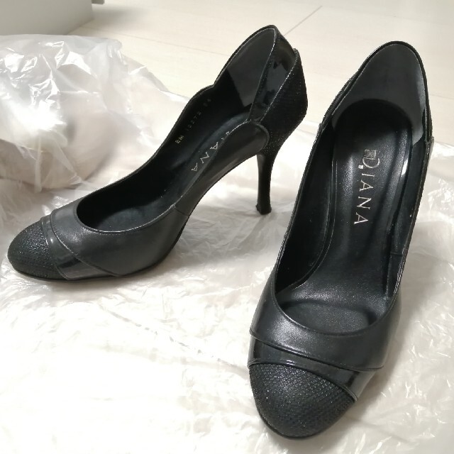 DIANA(ダイアナ)のDIANA ダイアナ パンプス 黒 24cm　革 ピンヒール9cm レディースの靴/シューズ(ハイヒール/パンプス)の商品写真