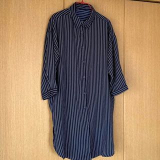 シマムラ(しまむら)のお値下げ▼しまむら　ロング丈ドロップショルダーストライプシャツ(シャツ/ブラウス(長袖/七分))