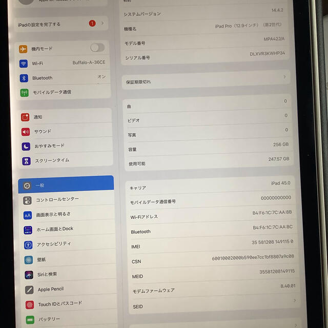 ipad pro 12.9 cellular+wifi 256gb（第2世代）