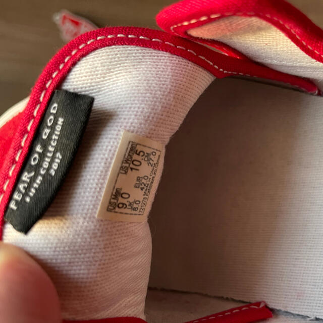 VANS - Vans Fear of God コラボスリッポン レッドの通販 by スウォ