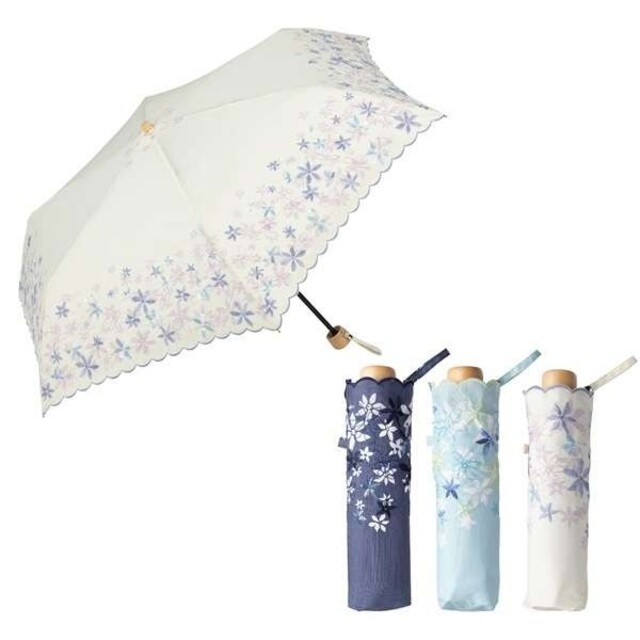 お値下げbecause　晴雨兼用　折りたたみ傘　BE-09062wh　ＵＶカット レディースのファッション小物(傘)の商品写真