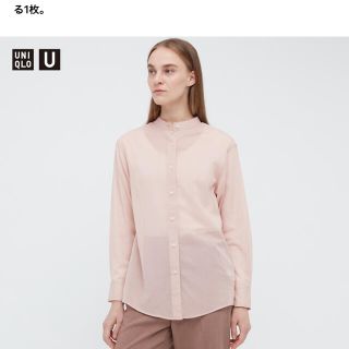 ユニクロ(UNIQLO)のユニクロ　UNIQLO シアーバンドカラーシャツ　タグ付き新品(シャツ/ブラウス(長袖/七分))