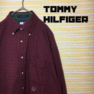 トミーヒルフィガー(TOMMY HILFIGER)のトミーヒルフィガー TOMMY シャツ ギンガムチェック M 赤 ロゴ 刺繍(シャツ)